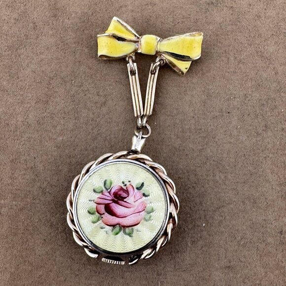 Vintage Extremely Rare Croton Broach Watch in 10K Rolled Gold with Pink Rose main image 8
